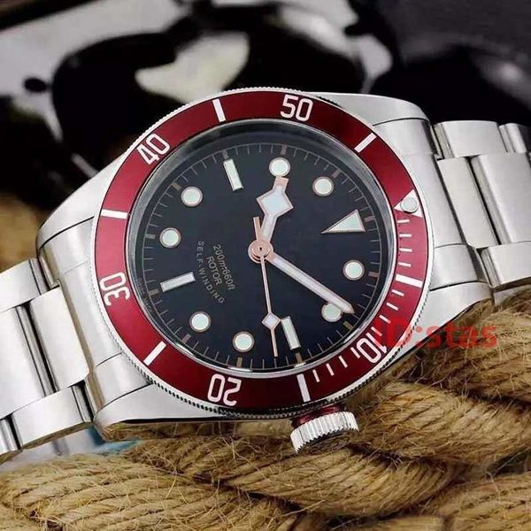 

Tudorrr brand men tainle teel automatic mechanical heritage black bay rotor montre de igner watche leather trap watch wri twatche