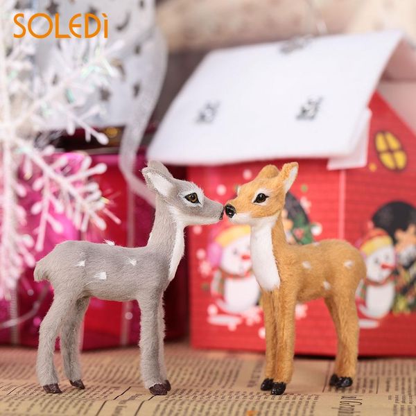 

plush plastic 2 size standing xmas elk simulated christmas reindeer toy simulation deer new year xmas elk home decor chr