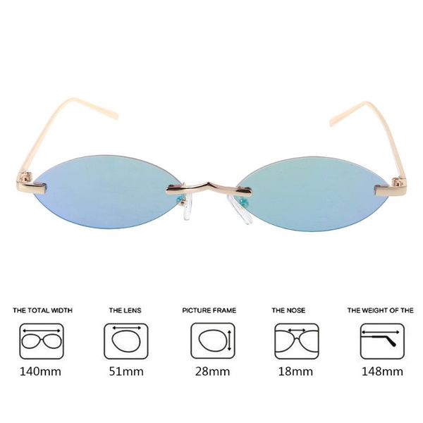 

chic sunglasses oval rimless fashion small lens uv400 eyewear driving outdoor sunglasses, White;black