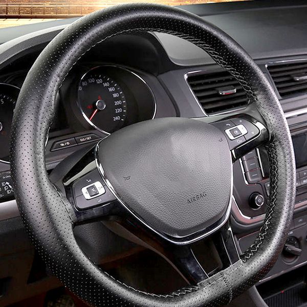 

auto steering wheel cover leather 38cm for accord civic insight fit crv smart 453 gmc sierra rx330 car wheel cover