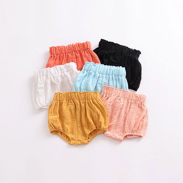 

0-5y newborn baby bloomers shorts pp pants cotton linen triangle solid girls shorts summer toddler, Black