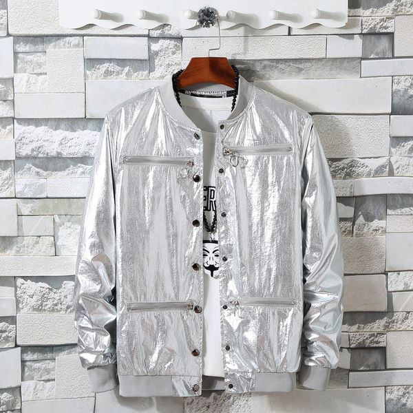 

bomber jacket men thin zipper ma-1 jacket hip hop fashion outwear autumn gold silver basic coats, Black;brown