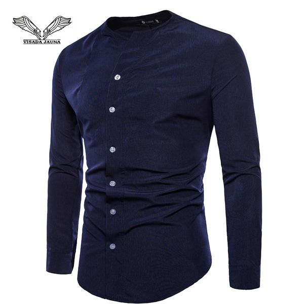 

visada jauna европейская и американская мужская тонкая рубашка с длинными рукавами сплошной цвет тонкая рубашка большого размера дна размера, White;black