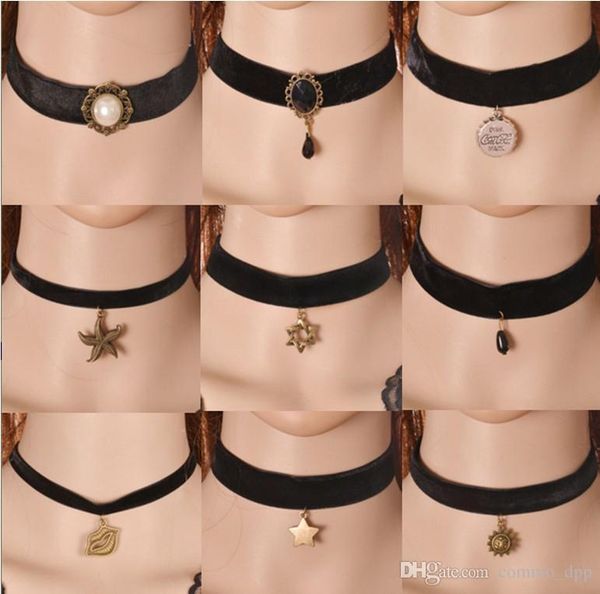 

2016 vintage fashion leather себе кашемир ожерелья чокеровщика ожерелье для женщин простых чокеров свадебного ожерелье горячих продавая, Golden;silver