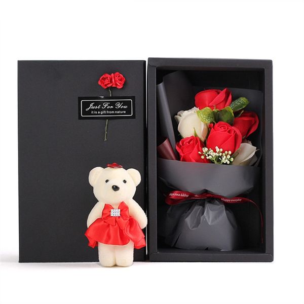 

cute gifts great rose soap box with romantic little bear wedding 6pcs birthday valentine's day doll for flower bkusg