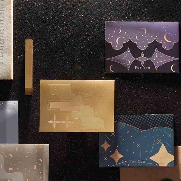

1 pack star folding greeting card sulphuric acid paper card birthday christmas envelope writing paper stationery