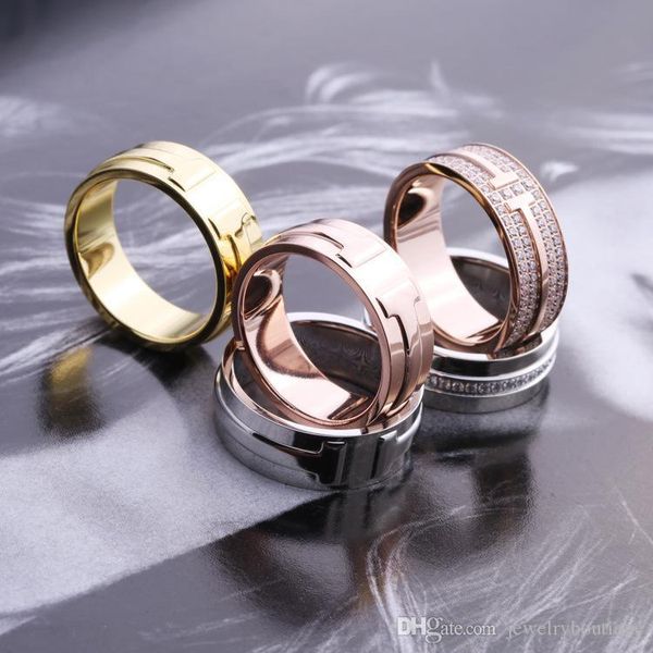 

Горячие продажи 316L титана стали оригинальный бренд двойной T группа кольца в 1.0 см ширина для женщин и мужчин свадебные украшения PS5500