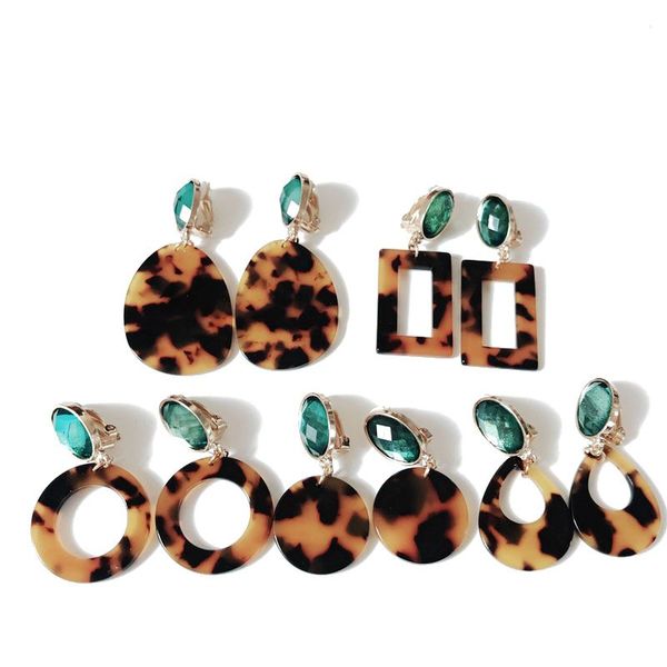 

new fashion sweet brown tortoise resin geometric earring, Silver