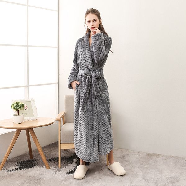 

женщины фланели robe осень зима длинной пара халат женского плюс размер elegant home ванна одеяние vs t, Black;red