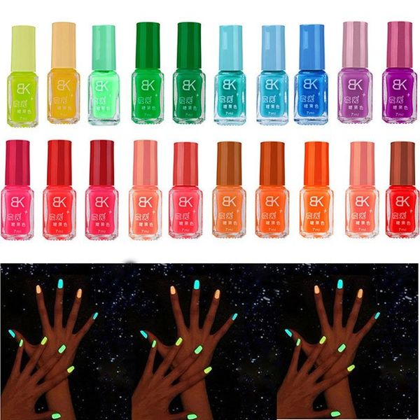 

fashion women children 7ml nail polish non-toxic 20 colors fluorescent neon luminous gel nail polish for glow in dark