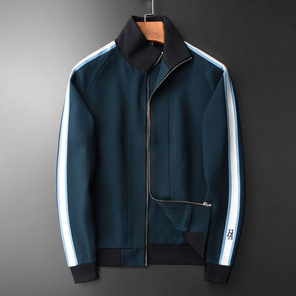 

minglu side ribbon sweatshirt men luxury embroidery casual sports sweatshirt male plus size 4xl stand collar slim mens hoodies, Black