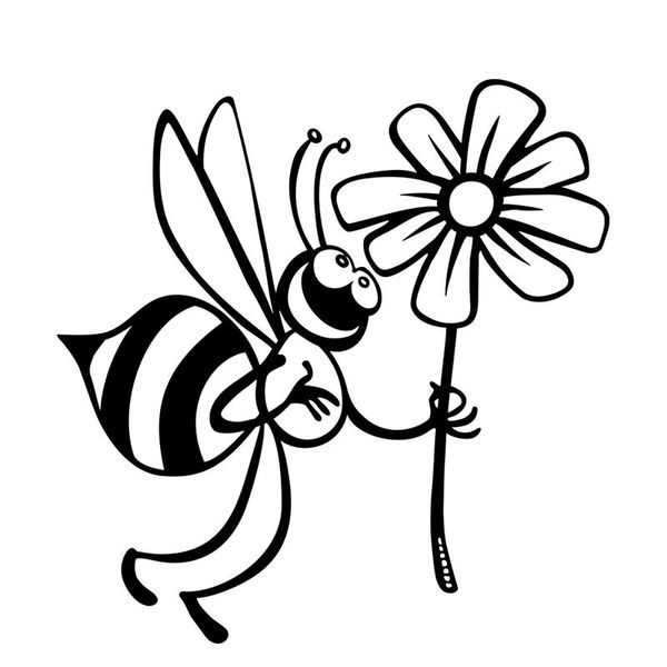 

13cm*13.2cm new style cute bee and sweet flower vinyl car sticker decal car decor