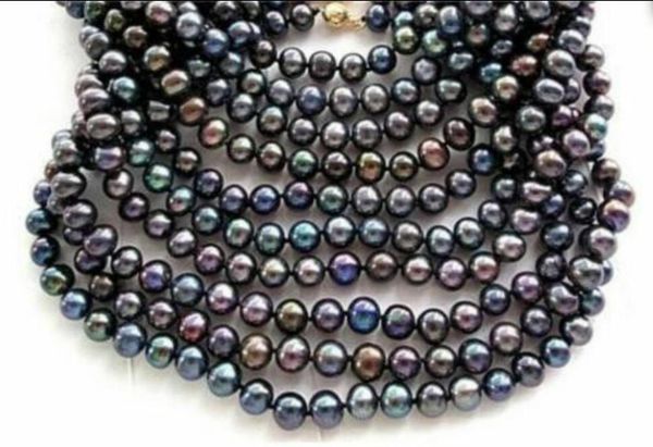 

stunning 9-10mm tahitian multicolor pearl necklace 48inch, Silver