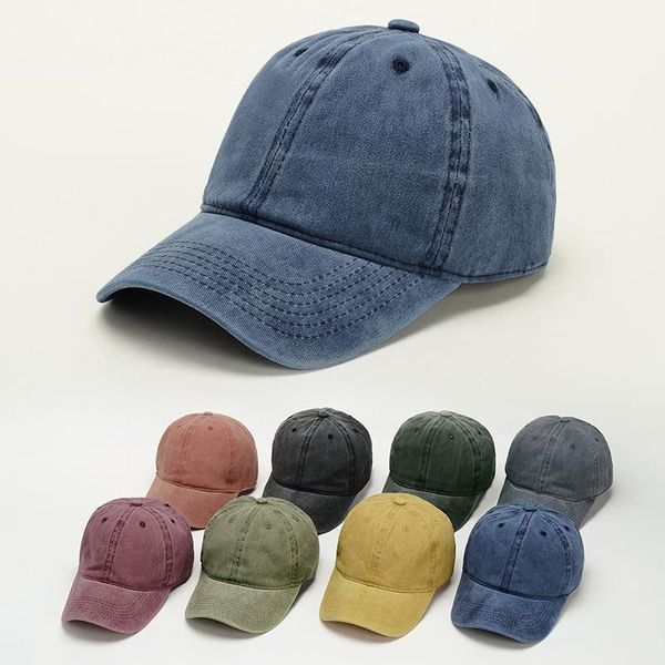 

retro washed baseball cap joker do old cowboy curved brim cap men's and women's tide outdoor sports visor, Blue;gray