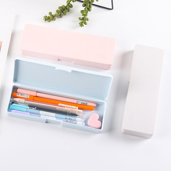 

frosted plastic pencil case simple macaron color pens storage box stationery office supplies