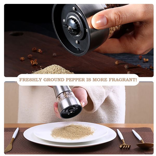 

new salt and pepper grinder stainless steel grinder shakers spice salt and pepper mill manual grinding tool kitchen gadget