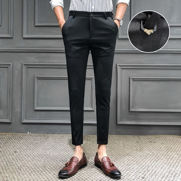 

men's business dress pants casual formal suits pants brand office social wedding trousers streetwear costume homme, White;black