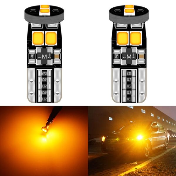 

2pcs t10 w5w canbus light bulbs 194 168 no error super bright 3030smd amber white led car interior reading light dome lamps 12v
