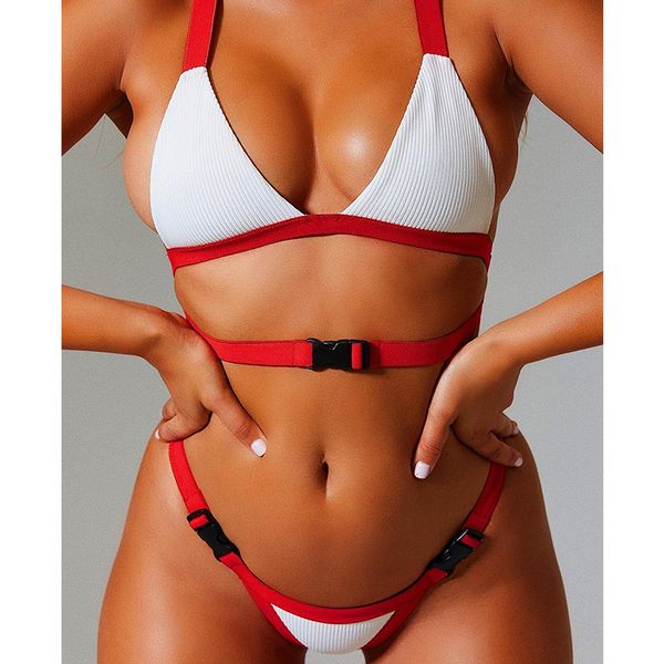 

swimwear women bikinis for women swimsuit push up buckle high waist bikini 2019 sports bathing summer bathers brazil micro bikini new, White;black