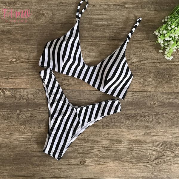 

swimming suit swimsuit bikinis thong bikini swimwear print new europe stripes and white black for women two piece brazil