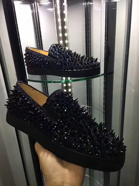 

outdoor slip on loafers shoes, black glitter leather spikes red bottom shoes women,men oxford skateboarding luxury designer party wed
