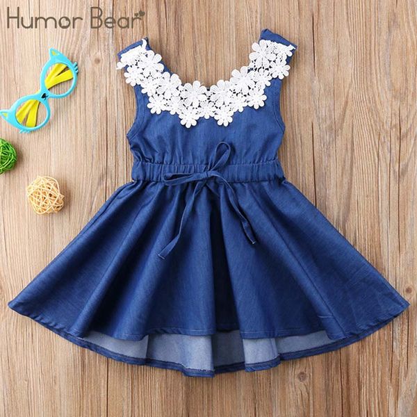 

girl's dresses humor bear 2021 girls sleeveless printing cowboy vest dress princess children clothing kids 2-6y, Red;yellow