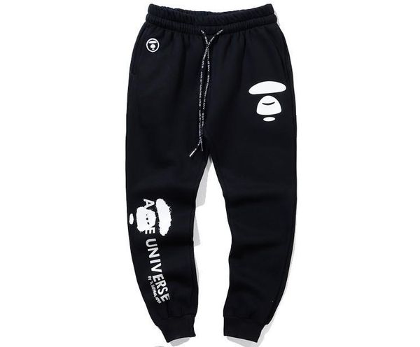 

mens designer pants plus velvet loose cotton stretch waist trousers sweatpants for men, Black