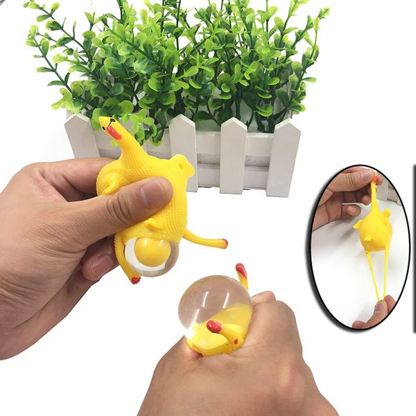 

decompression soft rubber squishy kids anti-stress toys chicken lay eggs animal model keychain press the deformation increase focus