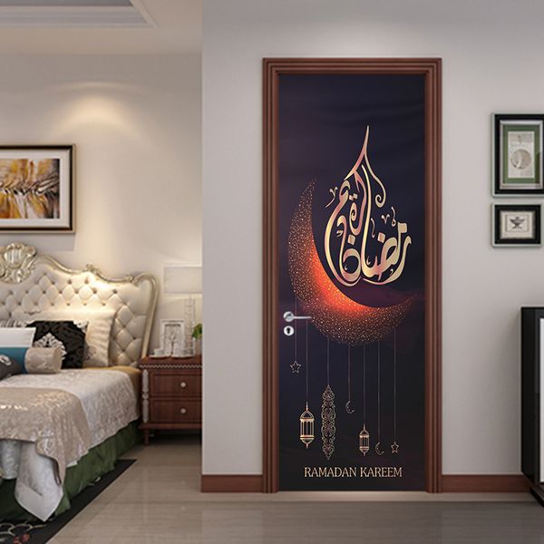 Muslin Style Door Stickers Islamic Wall Sticker For Bedroom Living Room Decor Wallpaper Poster Pvc Waterproof Decal Wall Decals For Cheap Wall Decals