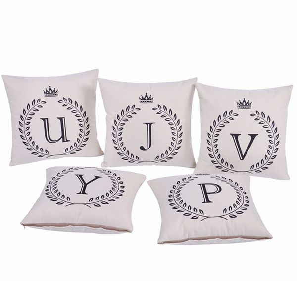 

cotton linen pillow cushion english alphabet printing car home sofa essential washable decoration new pillowcase good elasticity