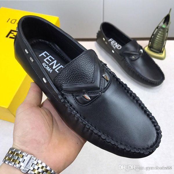 

newplus men fashion luxury sneakers cycling shoes real leather flat metal button peas shoes classic casual shoes of high quality, Black