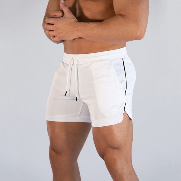

new brand summer gyms shorts men breathable mesh fitness bodybuilding fashion casual jogger workout beach short pants sportswear, White;black