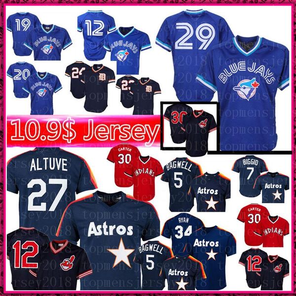 

Retro Toronto 29 Joe Carter Blue Jays 12 Roberto Alomar Jersey 27 Jose Altuve Houston Mens Astros Ryan Cleveland Joe Carter