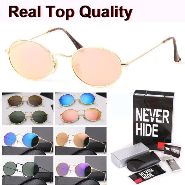 

retro oval sunglasses men women alloy frame glass lens vintage sun glasses eyewear with original box, packages, accessories, everything, White;black