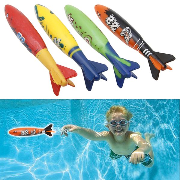 

4 pcs rubber swimming pool toys diving sport outdoor toypedo bandits play water fun pool fun toys games