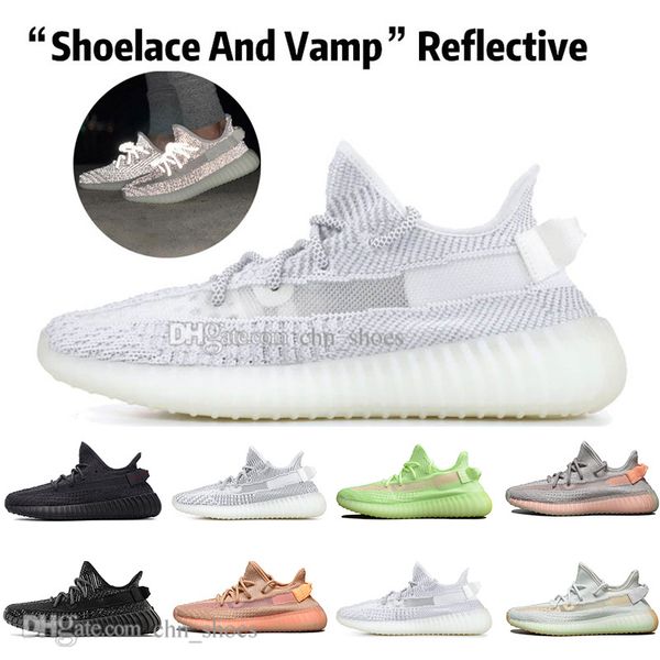 

kanye west clay v2 static reflective gid glow in the dark mens running shoes hyperspace true form women men sports designer sneakers us 5-13