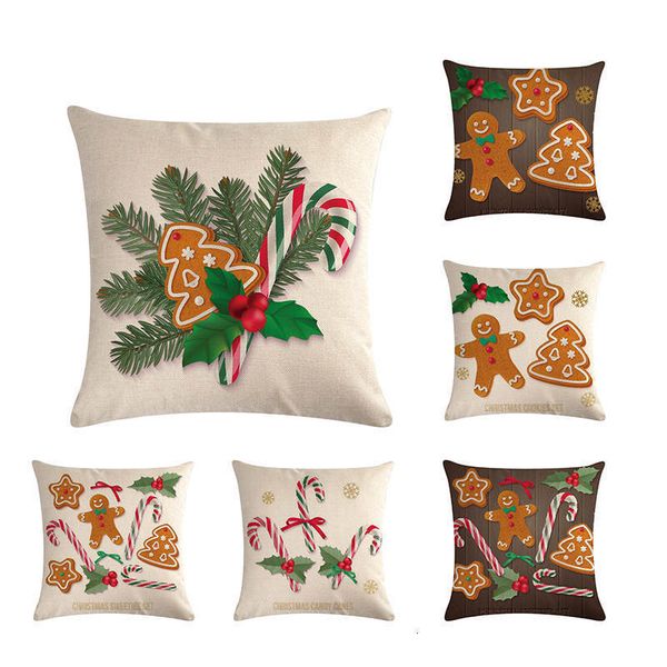 

рождество печенье мультфильм набор наволочка плюшевые белье ткань подушка обложка бросьте украшения главная диван наволочки 45 * 45см zy703
