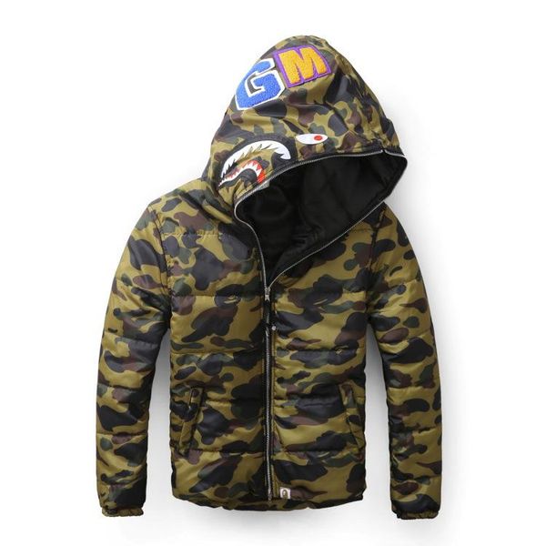 

male tide shark animal printing sleeve head camouflage thickening cotton sweater caps casual coat sereetwear hoodies, Black