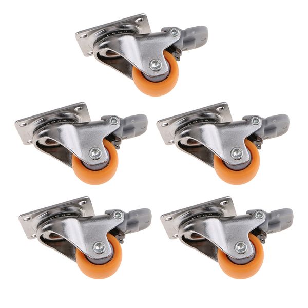 

5x heavy duty nylon castor wheel trolley furniture worktable brake casters 1inch