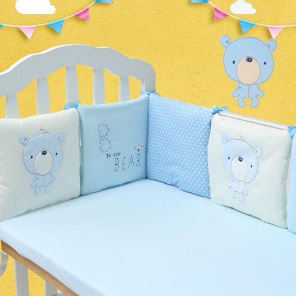 

6 pieces/lot crib bumper cartoon newborn crib bumper protection pad cushion breathable baby bed safety fence