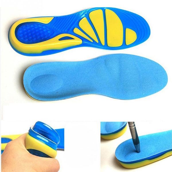 

silicon gel insoles foot care for plantar fasciitis heel spur running sport insoles absorption pads arch orthopedic insole, Black