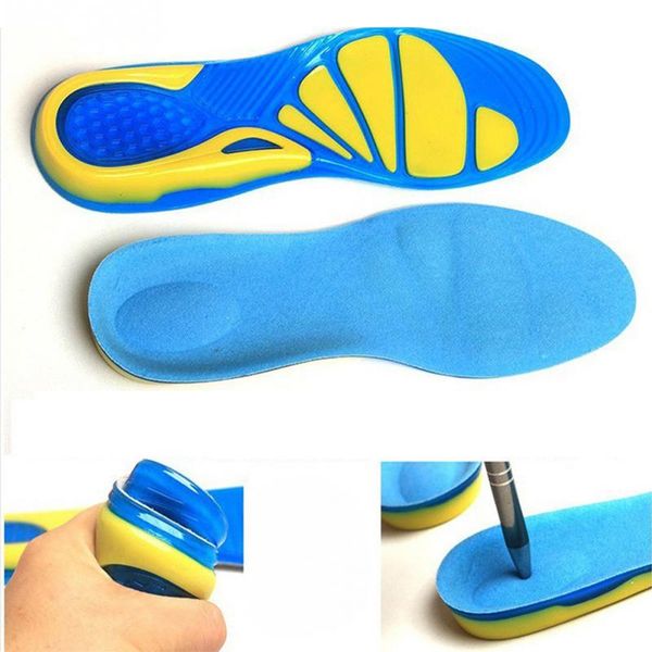 

silicon gel insoles foot care for plantar fasciitis heel spur running sport insoles absorption pads arch orthopedic insole, Black