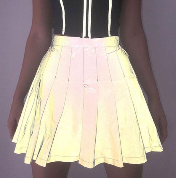 

summer new fashion reflective high waist skirt, Black