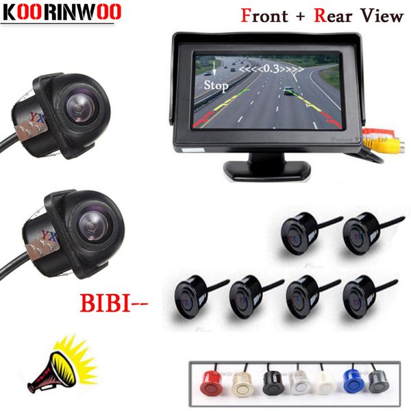 

koorinwoo dual core cpu car video parking sensor 8 radars parktronic car parking camera reverse cam detector for safe