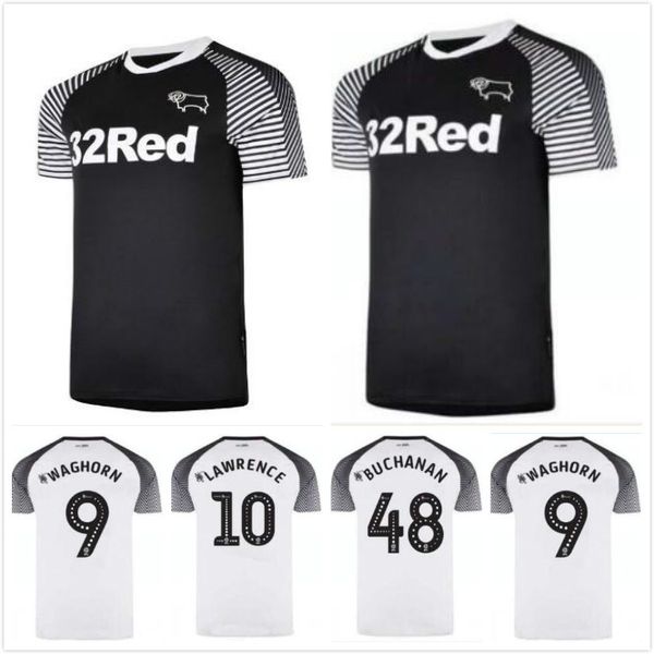 

19 20 derby county soccer jersey home white 2019 2020 marriott wilson lawrence waghorn bogle king football shirts thailand, Black;yellow