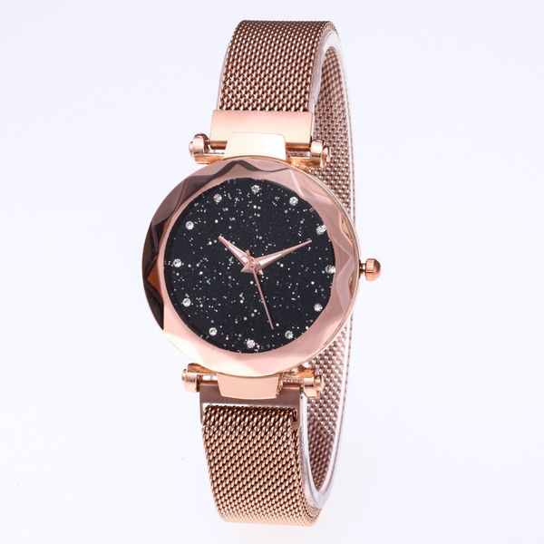 

fashion casual ladies fashion simple style magnetic watch romantic stars sky pattern diamond dial ladies metal brac, Slivery;brown