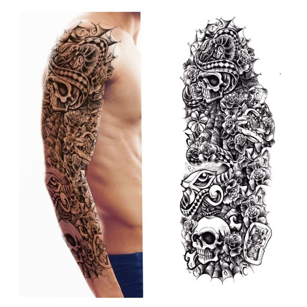 

god's eye skeleton big flower arm big legs full arm tattoo stickers waterproof men's and women's arm tattoo