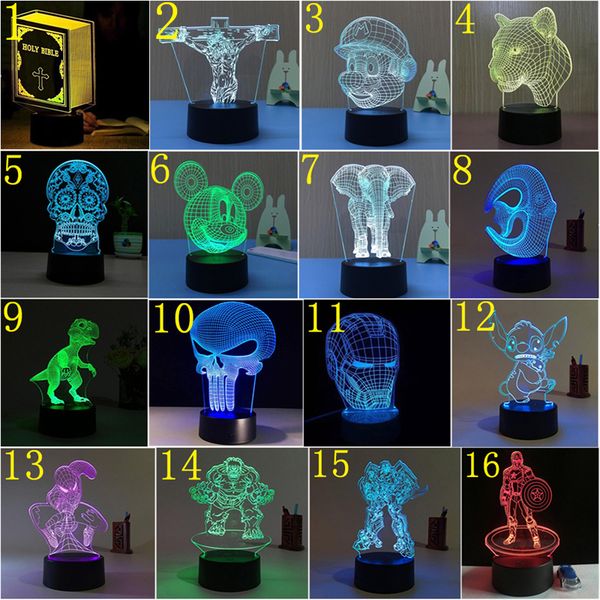 

3d led night light usb 7 веной еноѬнй пеѬеклаел 3d опиека иллзи лампа новинка