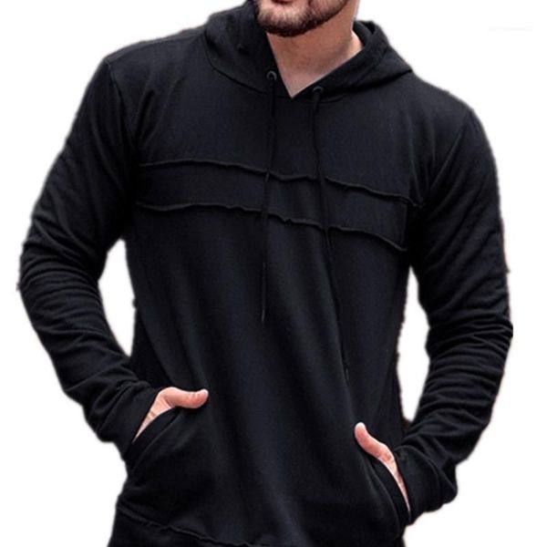 

hooded sweatshirts winter army green male clothing solid color men hoodies striped long sleeve loose men, Black