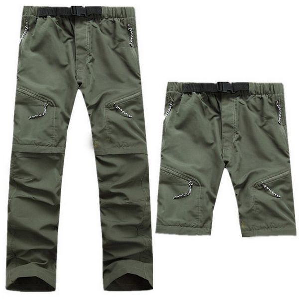 

new mens removable quick dry sport hiking outdoor pants men trekking fishing camping thousers summer breathable climbing shorts, Black;green